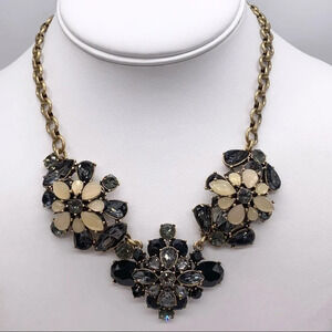 J. Crew Black Gray Cream Jeweled Necklace